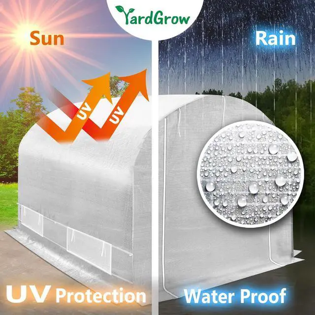 Alt view image 4 of 7 - YardGrow 2-Doors Replacement Greenhouse Cover for Larger Walk in Outdoor Yard Plant Gardening Hot House, Cover ONLY (10'x7'x6', White)