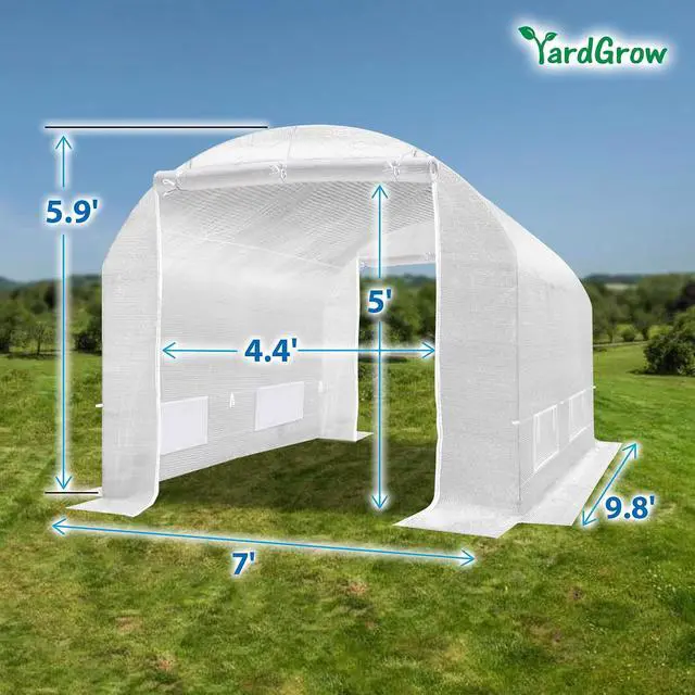 Alt view image 6 of 7 - YardGrow 2-Doors Replacement Greenhouse Cover for Larger Walk in Outdoor Yard Plant Gardening Hot House, Cover ONLY (10'x7'x6', White)