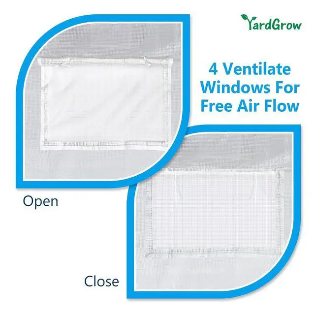 Alt view image 5 of 7 - YardGrow 2-Doors Replacement Greenhouse Cover for Larger Walk in Outdoor Yard Plant Gardening Hot House, Cover ONLY (10'x7'x6', White)