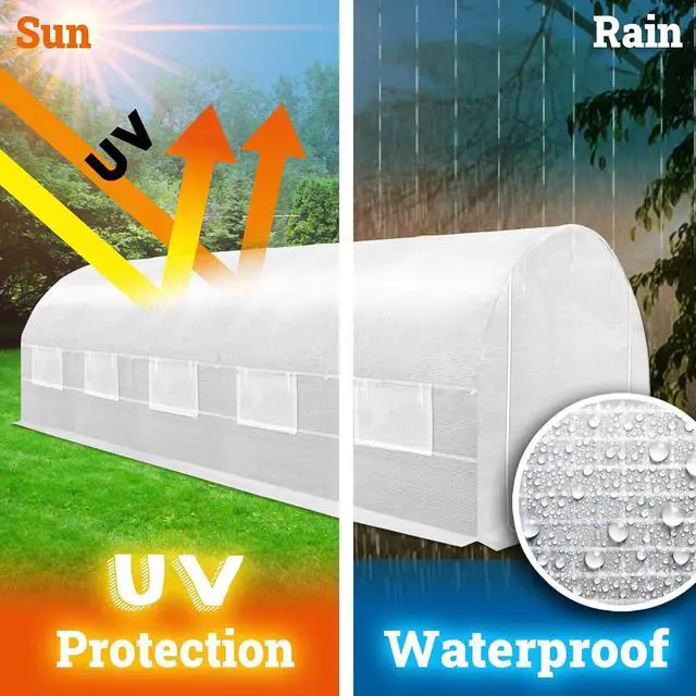 Alt view image 5 of 7 - YardGrow 2-Doors Replacement Greenhouse Cover for Larger Walk in Outdoor Yard Plant Gardening Hot House, Cover ONLY (24.6'x10'x7', White)