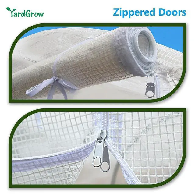 Alt view image 7 of 7 - YardGrow 2-Doors Replacement Greenhouse Cover for Larger Walk in Outdoor Yard Plant Gardening Hot House, Cover ONLY (10'x7'x6', White)