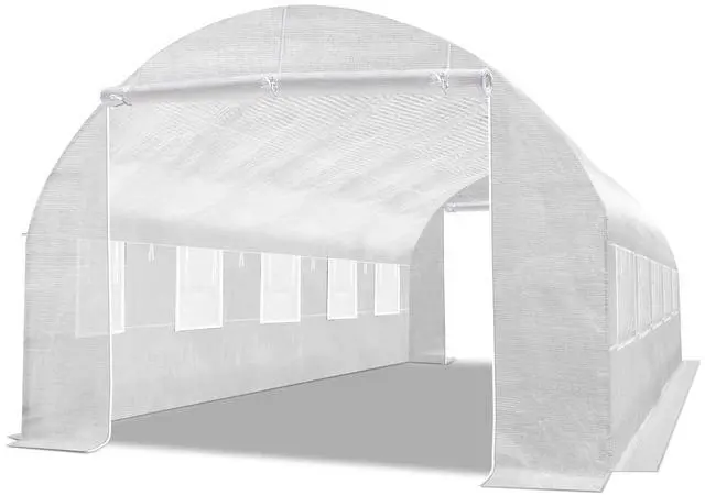 Main image of YardGrow 2-Doors Replacement Greenhouse Cover for Larger Walk in Outdoor Yard Plant Gardening Hot House, Cover ONLY (24.6'x10'x7', White)