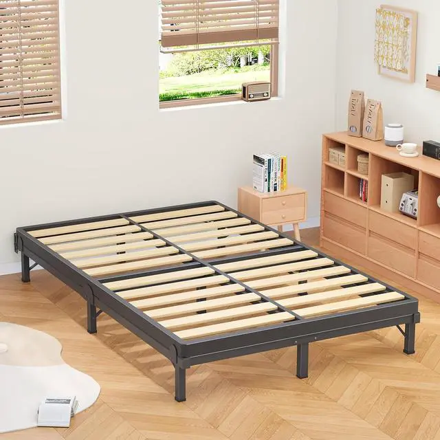 Alt view image 2 of 7 - MAF Metal Bed Frame Full 8 Inches for Box Spring, 9-Legs Support Basics | Foldable Design, Tool-Free, Metal Bed Base, Headboard Attachable, Double Triangular Support, Easy Assembly, Noise Free, Black