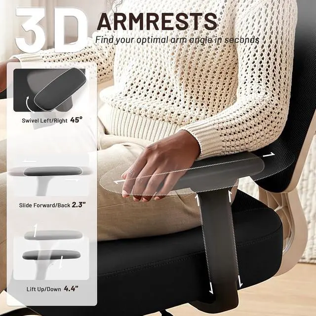 Alt view image 4 of 7 - Criss Cross Office Chair - Ergonomic Cross Legged Office Chair with 3D Armrest &Dual Back Support - Wide Desk Chair with Stretchable Rotating Footrest for Yoga Kneeling Meditation Home Office
