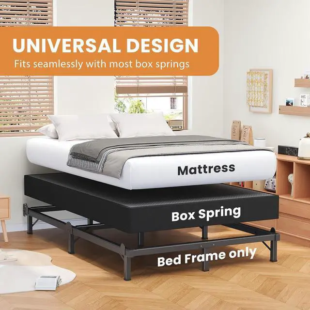 Alt view image 7 of 7 - MAF Metal Bed Frame Full 8 Inches for Box Spring, 9-Legs Support Basics | Foldable Design, Tool-Free, Metal Bed Base, Headboard Attachable, Double Triangular Support, Easy Assembly, Noise Free, Black
