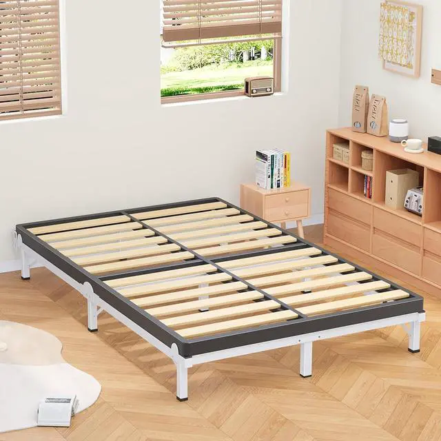 Alt view image 2 of 7 - MAF Metal Bed Frame Full 8 Inches for Box Spring, 9-Legs Support Basics | Foldable Design, Tool-Free, Metal Bed Base, Headboard Attachable, Double Triangular Support, Easy Assembly, Noise Free, White