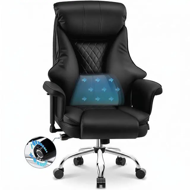 Main image of AreShark Big and Tall Office Chair - Executive Leather Office Desk Chair with Adjustable Lumbar Support - Ergonomic Comfortable High Back Heavy Duty Computer Gaming Chair with Padded Arms & Wide Seat