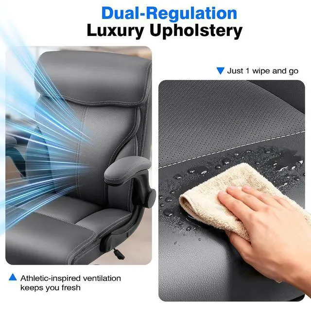 Alt view image 7 of 7 - AreShark Office Chair - Executive High Back Breathable Comfy Desk Chair with Lumbar Support - Ergonomic Leather Rolling Swivel Computer Chair with Rock Function for Working Studying Gaming Relaxing