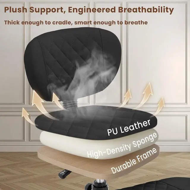 Alt view image 5 of 7 - AreShark Cross Legged Office Chair with Wheels, Kneeling Meditation Wide Criss Cross Swivel Ergonomic Chair with Back Support&Adjustable Height, ADHD Stool with Rotating Footrest for Yoga Home Office