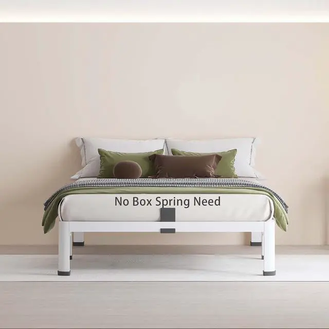 Alt view image 6 of 7 - MAF 10 Inch Twin Bed Frames White with Round Corner Legs Mattress Stopper | No Box Spring Needed, Heavy Duty Metal Platform Bed Frame, 3000 LBS Steel Slats Support, Easy Assembly, Noise Free