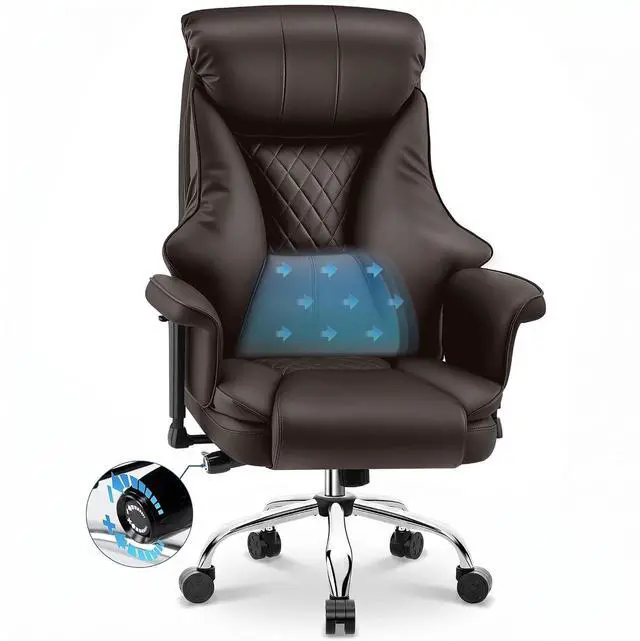 Main image of AreShark Big and Tall Office Chair - Executive High Back Leather Office Desk Chair with Adjustable Lumbar Support - Ergonomic Comfortable Heavy Duty Computer Gaming Chair with Padded Arms & Wide Seat