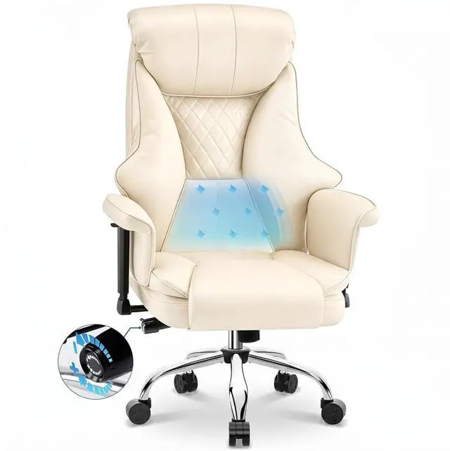 Main image of AreShark Big and Tall Office Chair - Executive High Back Leather Office Desk Chair with Adjustable Lumbar Support - Ergonomic Comfortable Heavy Duty Computer Gaming Chair with Padded Arms & Wide Seat