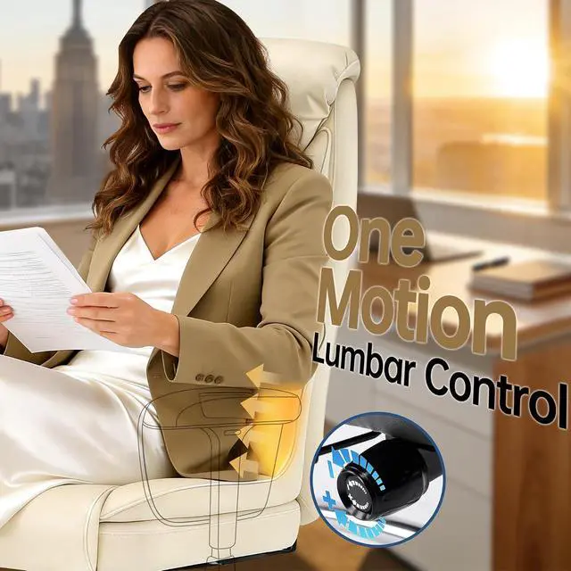 Alt view image 3 of 7 - AreShark Big and Tall Office Chair - Executive High Back Leather Office Desk Chair with Adjustable Lumbar Support - Ergonomic Comfortable Heavy Duty Computer Gaming Chair with Padded Arms & Wide Seat