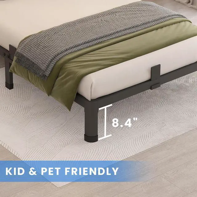 Alt view image 4 of 7 - MAF 10 Inch Twin Size Metal Platform Bed Frame with Round Corner Legs | Mattress Slide Stopper, 3000 LBS Heavy Duty Steel Slats Support, Noise Free, No Box Spring Needed, Easy Assembly