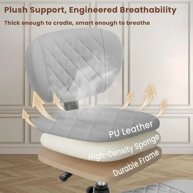 Alt view image 7 of 7 - AreShark Cross Legged Office Chair with Wheels, Kneeling Meditation Wide Criss Cross Swivel Ergonomic Chair with Back Support&Adjustable Height, ADHD Stool with Rotating Footrest for Yoga Home Office