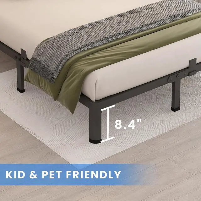 Alt view image 4 of 7 - MAF 10 Inch King Metal Platform Bed Frame with Round Corner Legs | Mattress Slide Stopper, 3000 LBS Heavy Duty Steel Slats Support, Noise Free, No Box Spring Needed, Easy Assembly