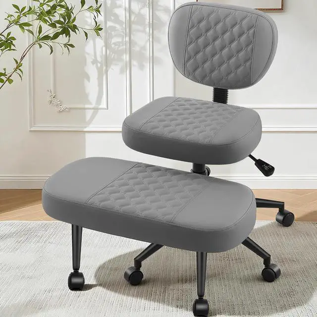 Main image of AreShark Cross Legged Office Chair with Wheels, Kneeling Meditation Wide Criss Cross Swivel Ergonomic Chair with Back Support&Adjustable Height, ADHD Stool with Rotating Footrest for Yoga Home Office