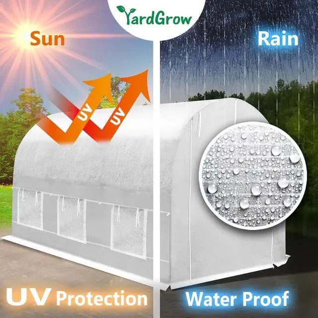 Alt view image 7 of 7 - YardGrow 2-Doors Replacement Greenhouse Cover for Larger Walk in Outdoor Yard Plant Gardening Hot House, Cover ONLY (12'x7'x7', White)