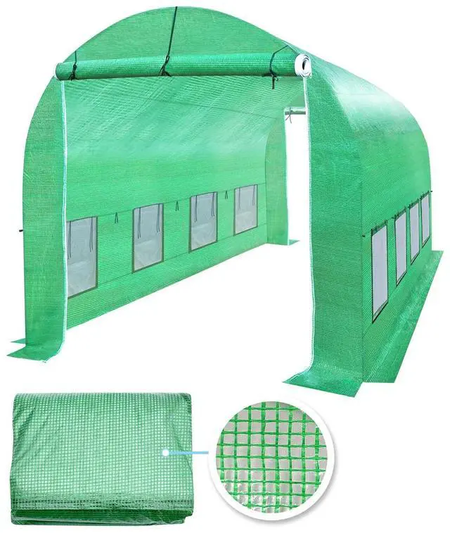 Main image of YardGrow 2-Doors Replacement Greenhouse Cover for Larger Walk in Outdoor Yard Plant Gardening Hot House, Cover ONLY (12'x7'x7', Green)