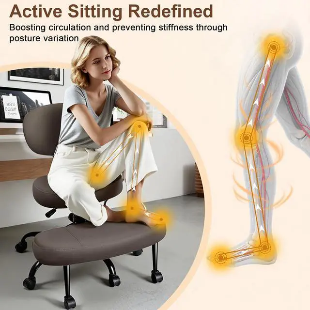 Alt view image 5 of 7 - AreShark Cross Legged Office Chair with Wheels, Kneeling Meditation Wide Criss Cross Swivel Ergonomic Chair with Back Support&Adjustable Height, ADHD Stool with Rotating Footrest for Yoga Home Office