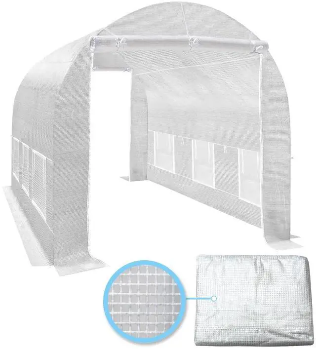 Main image of YardGrow 2-Doors Replacement Greenhouse Cover for Larger Walk in Outdoor Yard Plant Gardening Hot House, Cover ONLY (12'x7'x7', White)