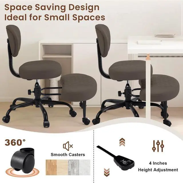 Alt view image 3 of 7 - AreShark Cross Legged Office Chair with Wheels, Kneeling Meditation Wide Criss Cross Swivel Ergonomic Chair with Back Support&Adjustable Height, ADHD Stool with Rotating Footrest for Yoga Home Office