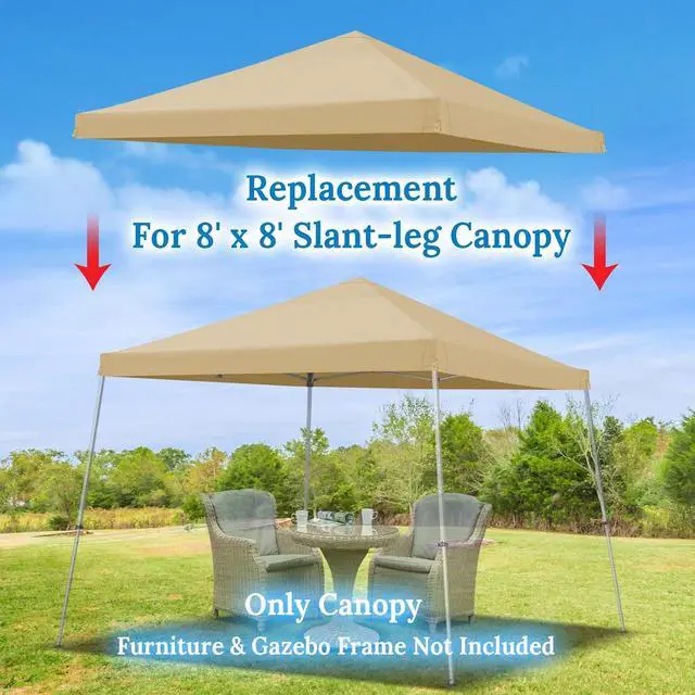 Alt view image 3 of 7 - YardGrow 8x8ft Canopy Replacement Top Cover for Pop UP Tent Slant Leg Frame, Beige
