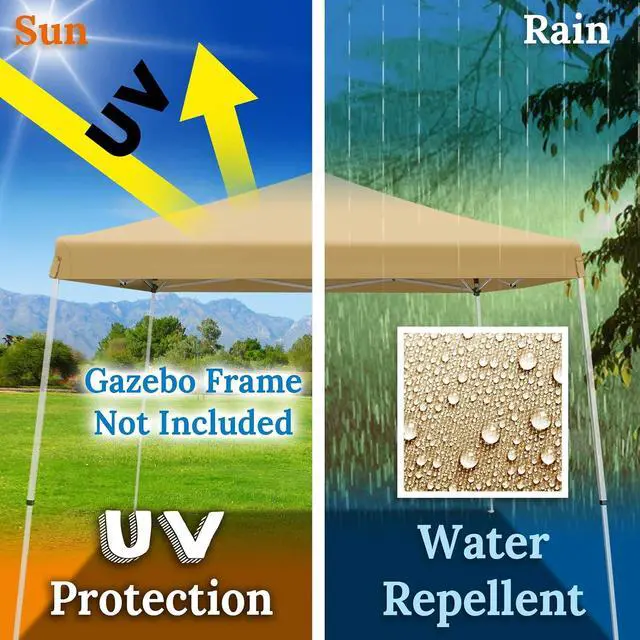 Alt view image 5 of 7 - YardGrow 8x8ft Canopy Replacement Top Cover for Pop UP Tent Slant Leg Frame, Beige