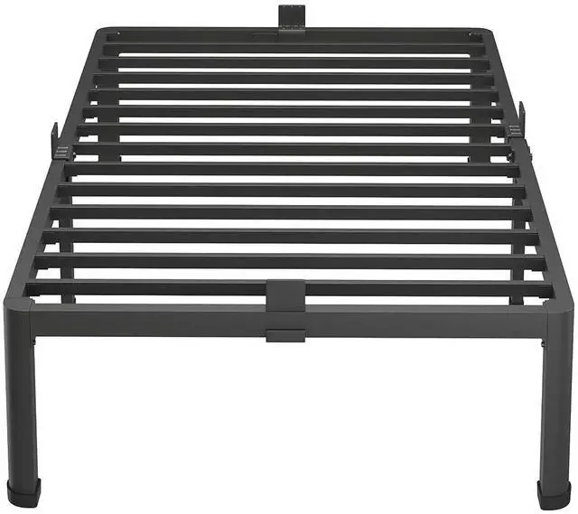 Alt view image 6 of 7 - MAF 18 Inch Twin Bed Frames with Round Corner Legs Mattress Slide Stopper | No Box Spring Needed, Heavy Duty Metal Platform Bed Frame, 16.6" Storage Space, 3000 LBS Steel Slats Support, Easy Assembly