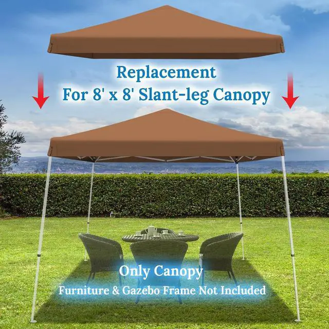 Alt view image 2 of 7 - YardGrow 8x8ft Canopy Replacement Top Cover Canopy for Pop UP Tent Slant Leg Frame, Replacement Canopy ONLY (Brown)