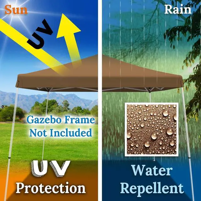 Alt view image 4 of 7 - YardGrow 8x8ft Canopy Replacement Top Cover Canopy for Pop UP Tent Slant Leg Frame, Replacement Canopy ONLY (Brown)