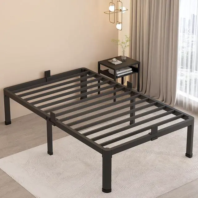 Main image of MAF 16 Inch Twin Bed Frames with Round Corner Legs Mattress Slide Stopper | No Box Spring Needed, Heavy Duty Metal Platform Bed Frame, 14.6" Storage Space, 3000 LBS Steel Slats Support, Easy Assembly