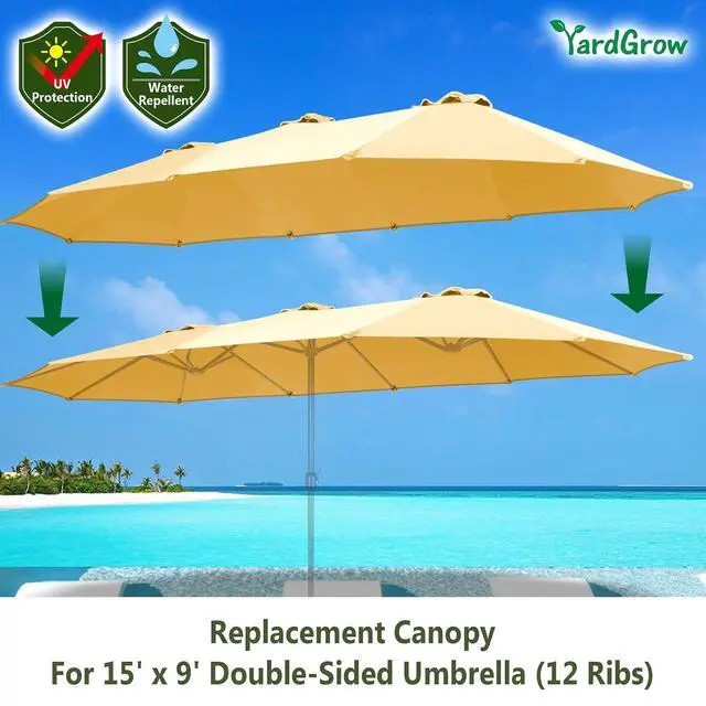 Alt view image 4 of 7 - YardGrow 12 Ribs Umbrella Canopy Replacement for 15'x9' Double-Sided Umbrella, Frame NOT Included