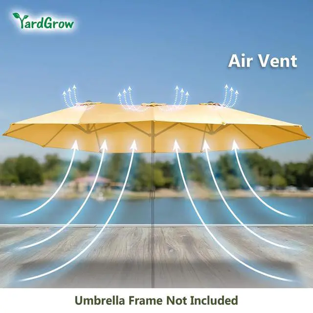 Alt view image 6 of 7 - YardGrow 12 Ribs Umbrella Canopy Replacement for 15'x9' Double-Sided Umbrella, Frame NOT Included