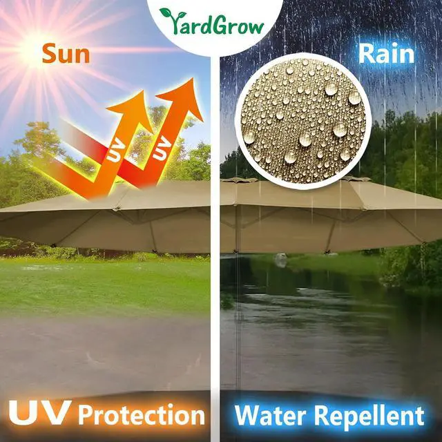 Alt view image 4 of 6 - YardGrow 12 Ribs Umbrella Canopy Replacement for 15'x9' Double-Sided Umbrella, Frame NOT Included