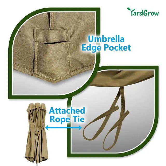 Alt view image 5 of 6 - YardGrow 12 Ribs Umbrella Canopy Replacement for 15'x9' Double-Sided Umbrella, Frame NOT Included