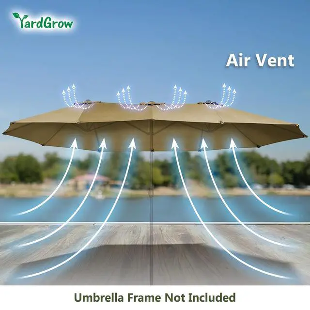 Alt view image 6 of 6 - YardGrow 12 Ribs Umbrella Canopy Replacement for 15'x9' Double-Sided Umbrella, Frame NOT Included
