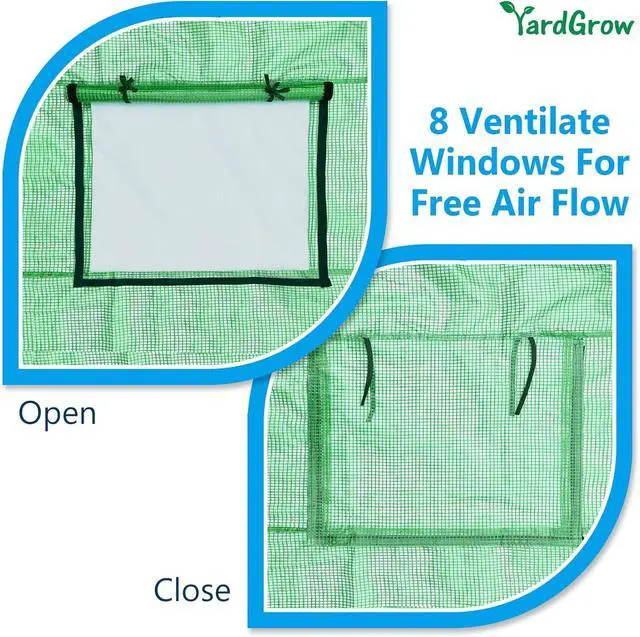 Alt view image 5 of 7 - YardGrow Greenhouse Replacement Cover Larger Walk in Outdoor Plant Gardening Greenhouse, Cover ONLY, Frame Does NOT Included (16x7x7 FT)