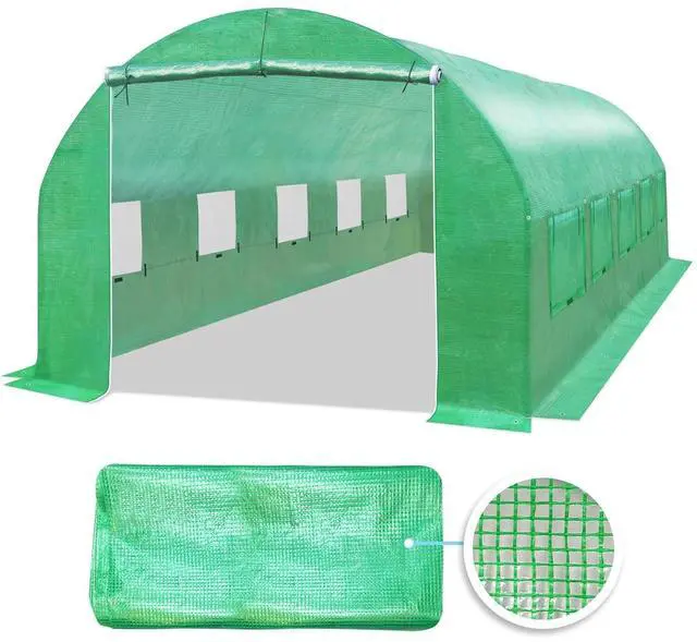 Main image of YardGrow Greenhouse Replacement Cover Larger Walk in Outdoor Plant Gardening Greenhouse, Cover ONLY, Frame Does NOT Included (24.6x7x7 FT)