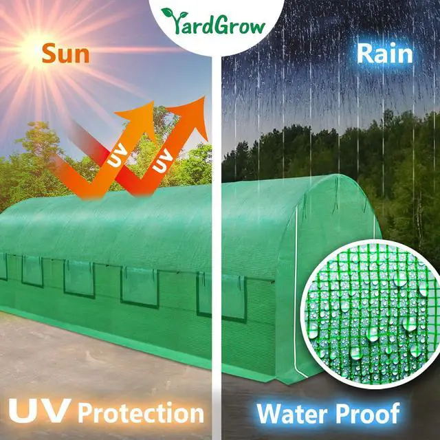 Alt view image 4 of 7 - YardGrow Greenhouse Replacement Cover Larger Walk in Outdoor Plant Gardening Greenhouse, Cover ONLY, Frame Does NOT Included (24.6x7x7 FT)