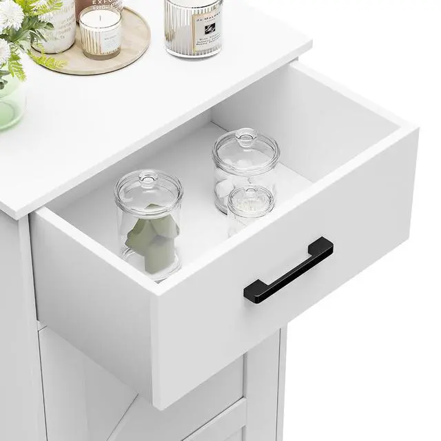 Alt view image 5 of 7 - Homhedy Bathroom Storage Cabinet with Drawer & Adjustable Shelf | Freestanding Storage Cabinet for Bathroom, Entryway, Living Room & Kitchen, White, 15.7"W