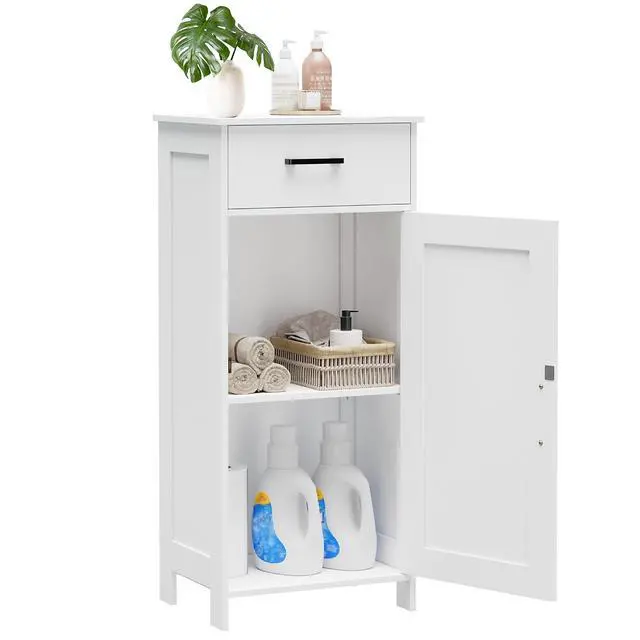 Alt view image 7 of 7 - Homhedy Bathroom Storage Cabinet with Drawer & Adjustable Shelf | Freestanding Storage Cabinet for Bathroom, Entryway, Living Room & Kitchen, White, 15.7"W
