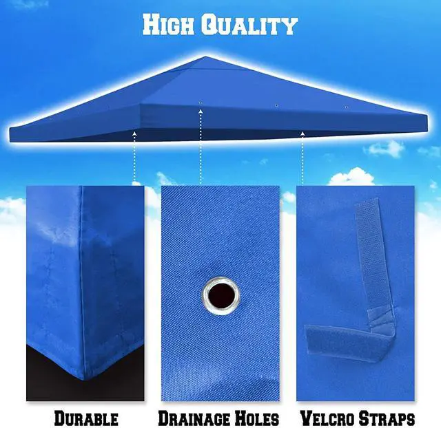 Alt view image 6 of 7 - YardGrow 10x10 FT Gazebo Replacement Canopy Top Cover Single Tiered Patio Sunshade Upgraded UV Protection, Canopy Cover ONLY (Blue)