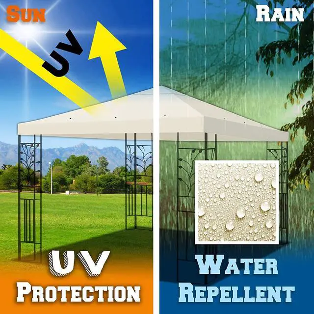 Alt view image 4 of 7 - YardGrow 10x10 FT Gazebo Replacement Canopy Top Cover Single Tiered Patio Sunshade Upgraded UV Protection, Canopy Cover ONLY (Ecru)