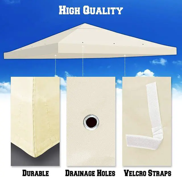 Alt view image 6 of 7 - YardGrow 10x10 FT Gazebo Replacement Canopy Top Cover Single Tiered Patio Sunshade Upgraded UV Protection, Canopy Cover ONLY (Ecru)