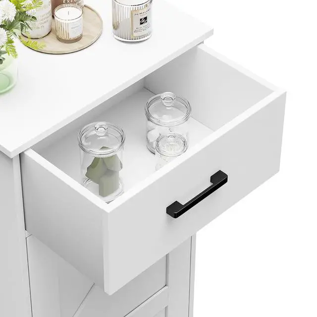 Alt view image 5 of 7 - Homhedy Bathroom Storage Cabinet with Drawer & Adjustable Shelf | Freestanding Storage Cabinet for Bathroom, Entryway, Living Room & Kitchen, White, 11.8"W