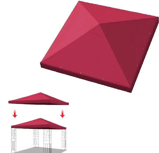 Main image of YardGrow 10x10 FT Gazebo Replacement Canopy Top Cover Single Tiered Patio Sunshade Upgraded UV Protection, Canopy Cover ONLY (Burgundy)