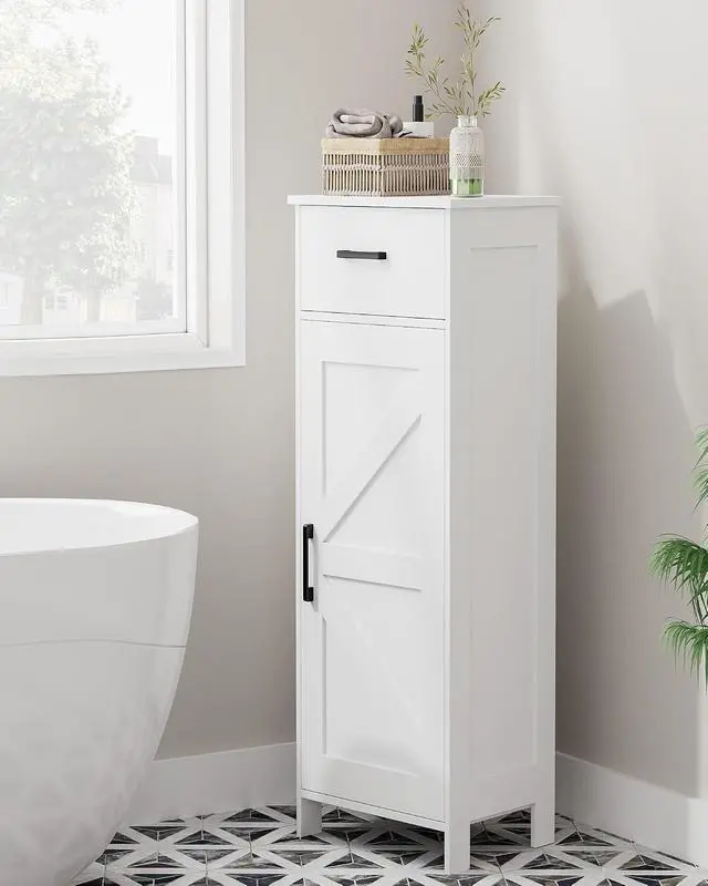 Alt view image 7 of 7 - Homhedy Bathroom Storage Cabinet with Drawer & Adjustable Shelf | Freestanding Storage Cabinet for Bathroom, Entryway, Living Room & Kitchen, White, 11.8"W