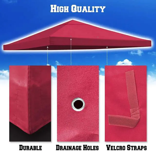 Alt view image 6 of 7 - YardGrow 10x10 FT Gazebo Replacement Canopy Top Cover Single Tiered Patio Sunshade Upgraded UV Protection, Canopy Cover ONLY (Burgundy)