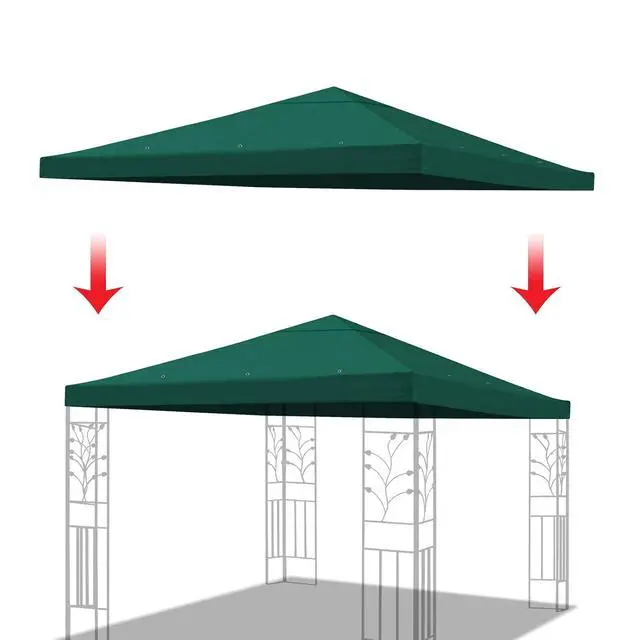 Alt view image 4 of 7 - YardGrow 10x10 FT Gazebo Replacement Canopy Top Cover Single Tiered Patio Sunshade Upgraded UV Protection, Canopy Cover ONLY (Green)